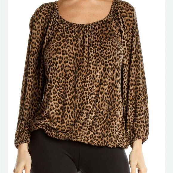 Michael Kors Brown Leopard Print Blouse - Picture 1 of 7
